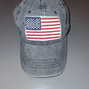 Gray Cap with American Flag Patch